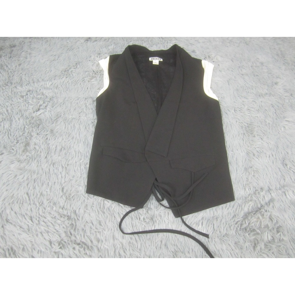 Quiksilver Vest Womens Medium‎ Black Feminine Fit Lapel Collar Casual